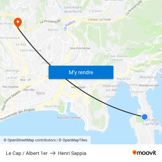 Le Cap / Albert 1er to Henri Sappia map