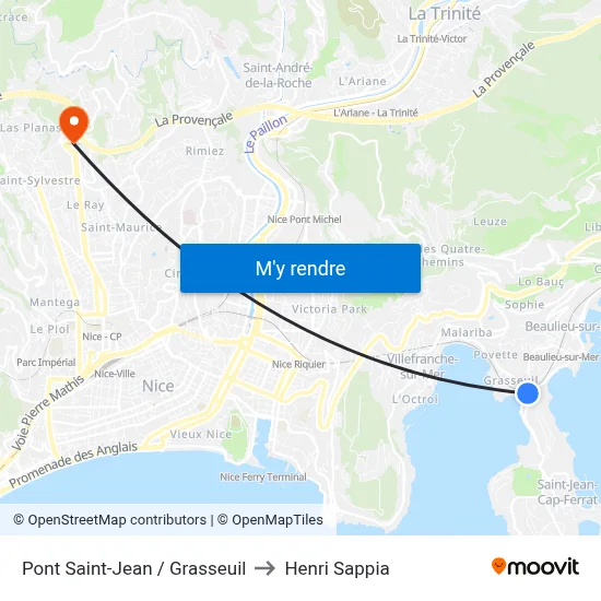 Pont Saint-Jean / Grasseuil to Henri Sappia map
