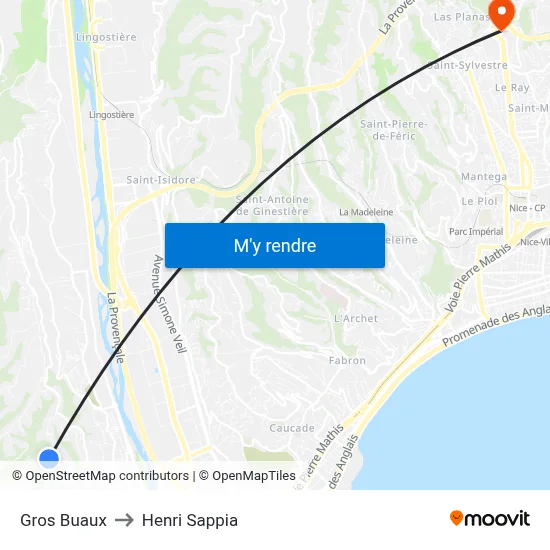Gros Buaux to Henri Sappia map