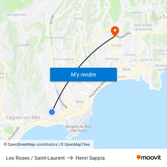 Les Roses / Saint-Laurent to Henri Sappia map