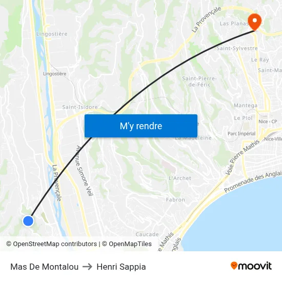 Mas De Montalou to Henri Sappia map