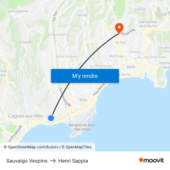 Sauvaigo Vespins to Henri Sappia map