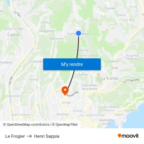 Le Frogier to Henri Sappia map
