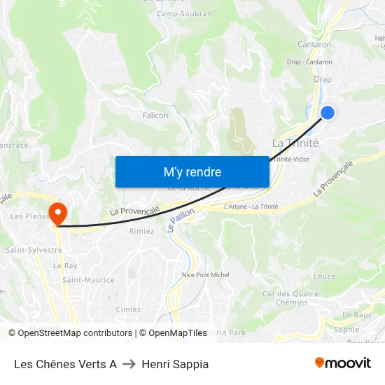 Les Chênes Verts A to Henri Sappia map