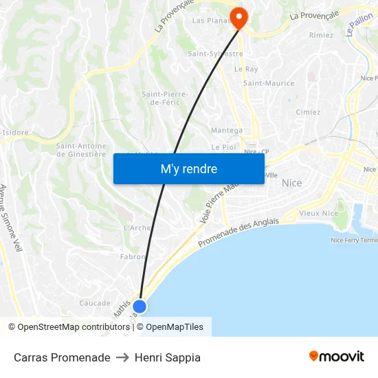 Carras Promenade to Henri Sappia map