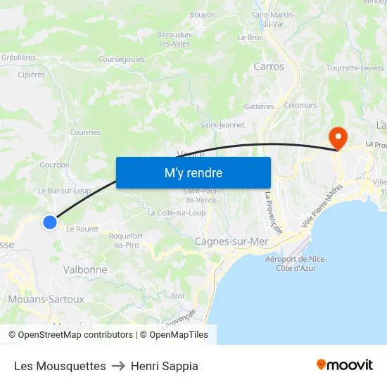 Les Mousquettes to Henri Sappia map