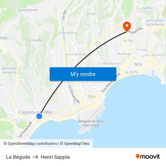 La Bégude to Henri Sappia map