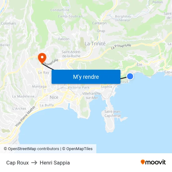 Cap Roux to Henri Sappia map