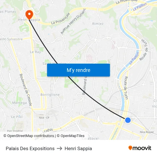 Palais Des Expositions to Henri Sappia map