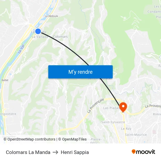 Colomars La Manda to Henri Sappia map
