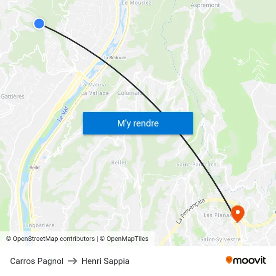 Carros Pagnol to Henri Sappia map