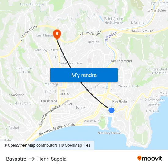 Bavastro to Henri Sappia map