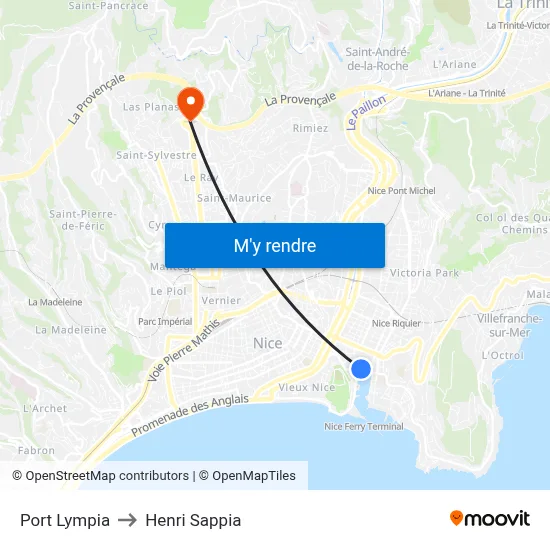 Port Lympia to Henri Sappia map