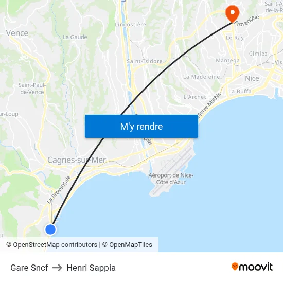Gare Sncf to Henri Sappia map