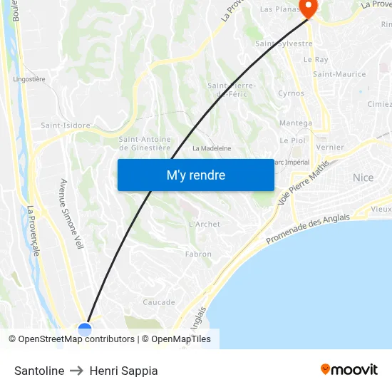 Santoline to Henri Sappia map