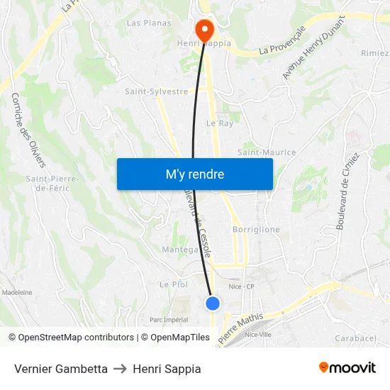 Vernier Gambetta to Henri Sappia map