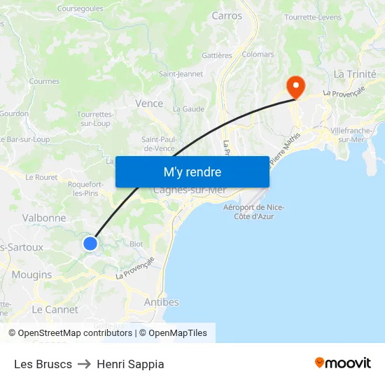 Les Bruscs to Henri Sappia map