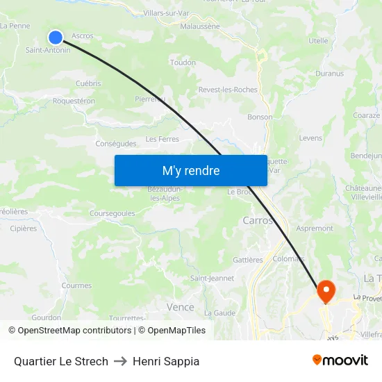 Quartier Le Strech to Henri Sappia map