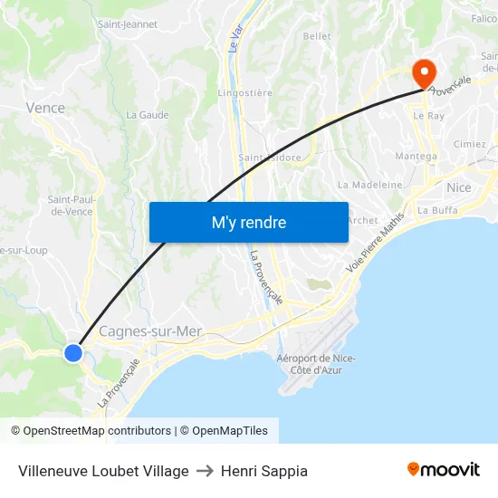 Villeneuve Loubet Village to Henri Sappia map