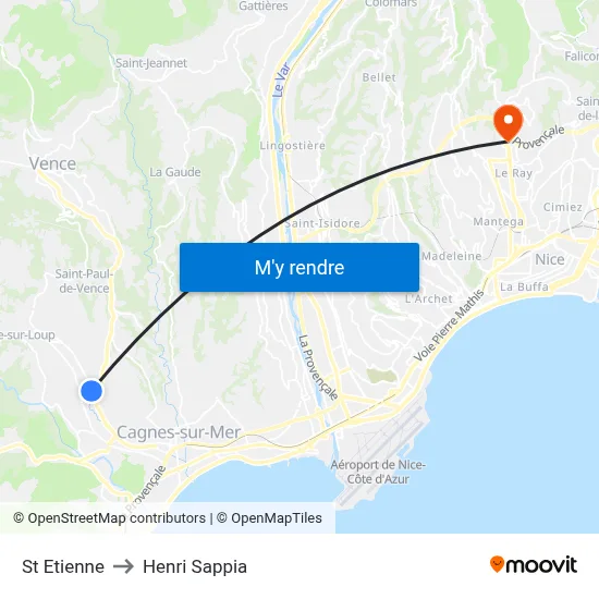St Etienne to Henri Sappia map