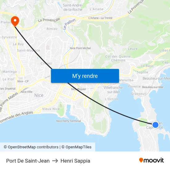 Port De Saint-Jean to Henri Sappia map
