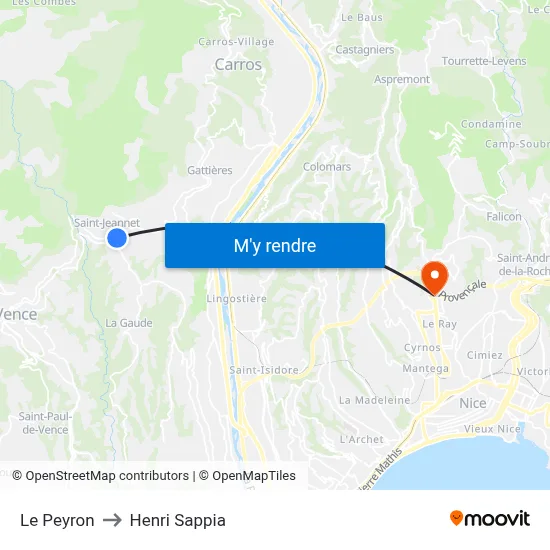 Le Peyron to Henri Sappia map