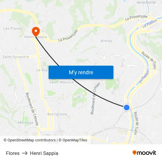 Flores to Henri Sappia map