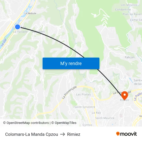Colomars-La Manda Cpzou to Rimiez map