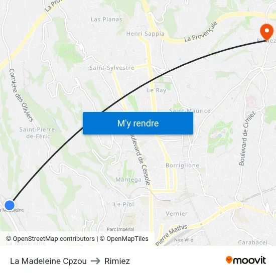 La Madeleine Cpzou to Rimiez map