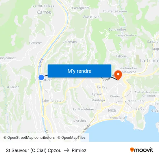 St Sauveur (C.Cial) Cpzou to Rimiez map
