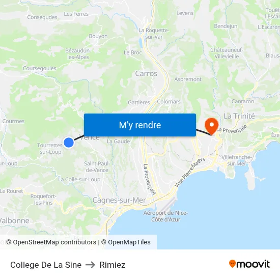 College De La Sine to Rimiez map