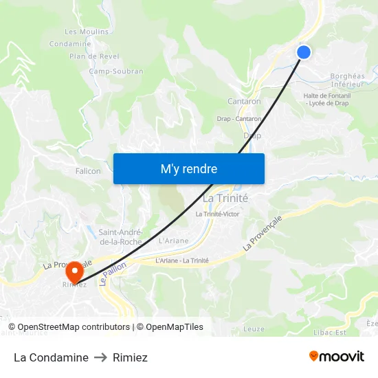 La Condamine to Rimiez map