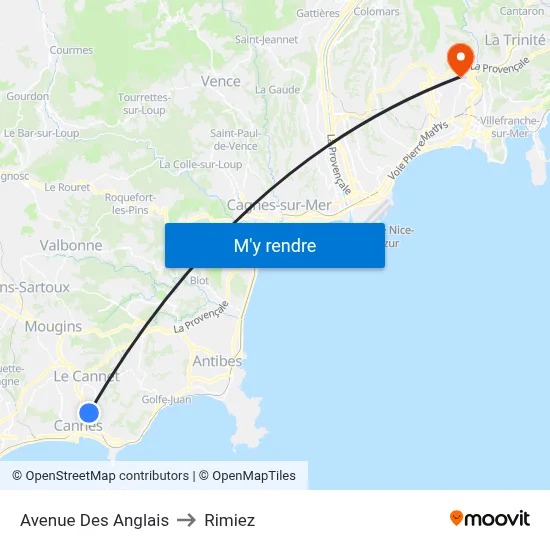 Avenue Des Anglais to Rimiez map