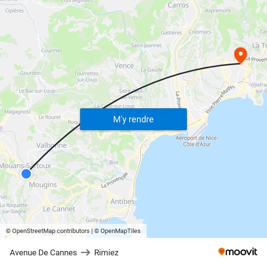 Avenue De Cannes to Rimiez map
