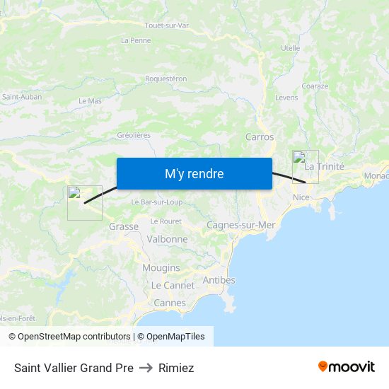Saint Vallier Grand Pre to Rimiez map