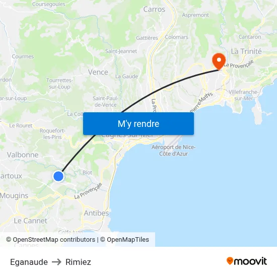 Eganaude to Rimiez map