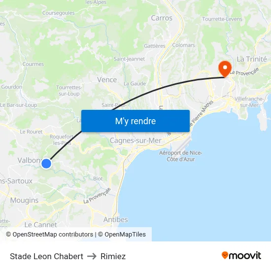 Stade Leon Chabert to Rimiez map