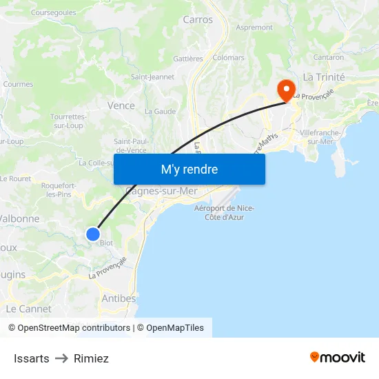 Issarts to Rimiez map