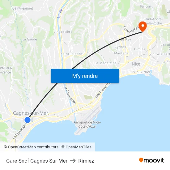 Gare Sncf Cagnes Sur Mer to Rimiez map