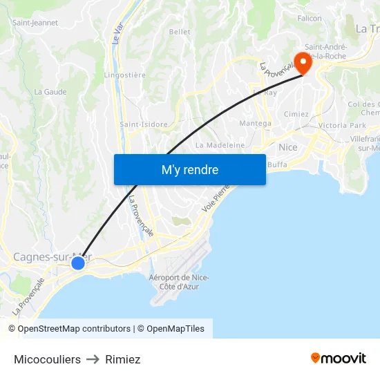 Micocouliers to Rimiez map