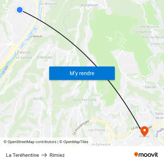 La Teréhentine to Rimiez map