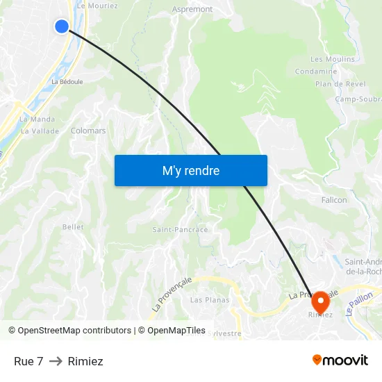Rue 7 to Rimiez map