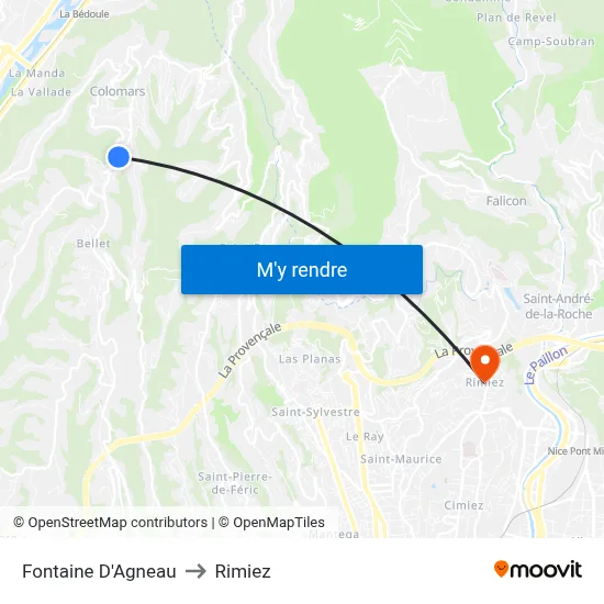 Fontaine D'Agneau to Rimiez map