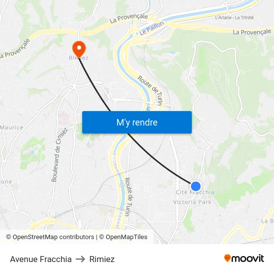 Avenue Fracchia to Rimiez map