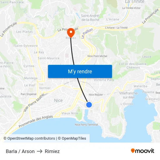 Barla / Arson to Rimiez map
