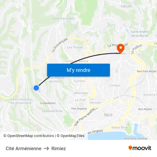 Cité Arménienne to Rimiez map