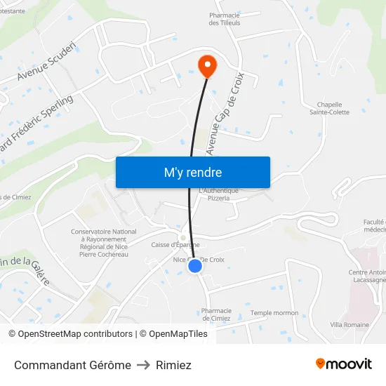 Commandant Gérôme to Rimiez map