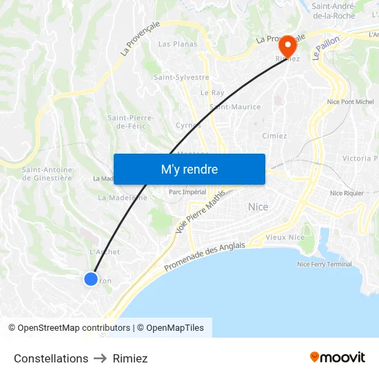 Constellations to Rimiez map