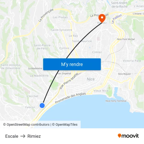 Escale to Rimiez map