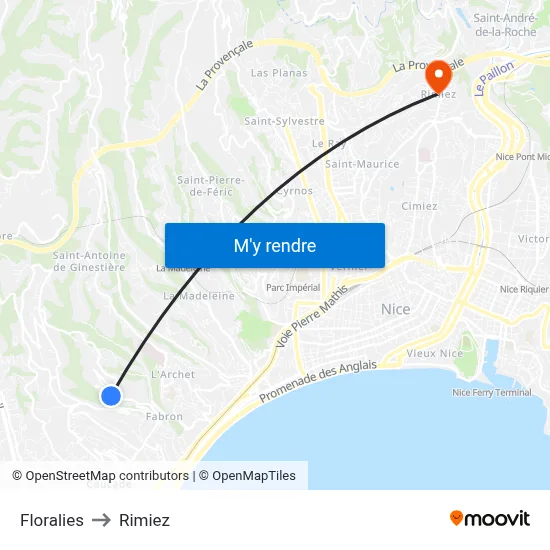 Floralies to Rimiez map